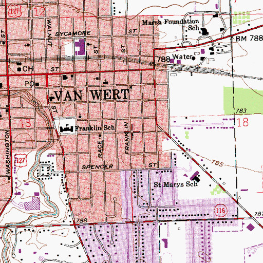 Topographic Map of Van Wert Church of the Nazarene, OH
