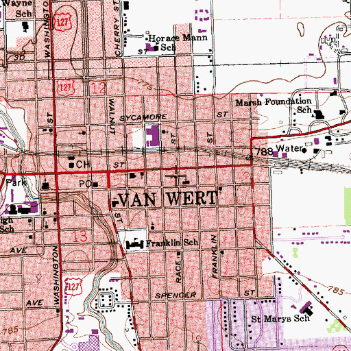 Topographic Map of Van Wert Seventh Day Adventist Church, OH