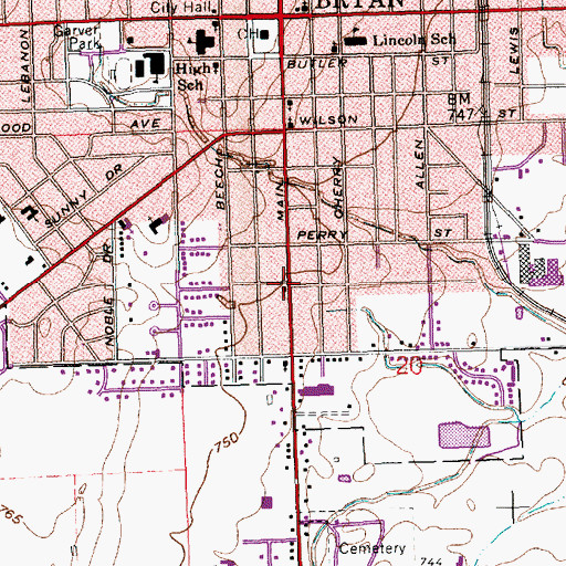 Topographic Map of Bryan Seventh Day Adventist Church, OH