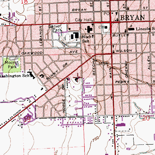 Topographic Map of Saint Patrick Roman Catholic Church, OH