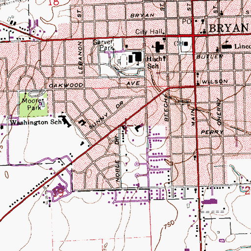 Topographic Map of Trinity Lutheran Church, OH