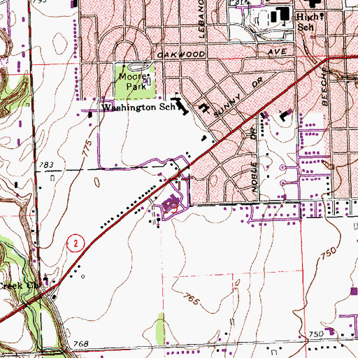 Topographic Map of Wesley United Methodist Church, OH