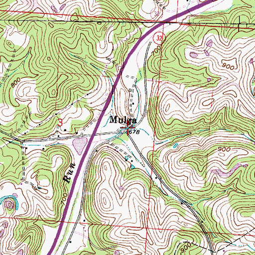 Topographic Map of Mulga, OH