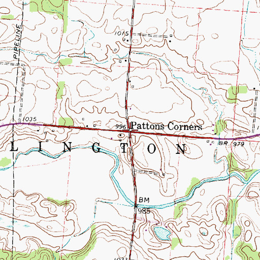 Topographic Map of Pattons Corners, OH