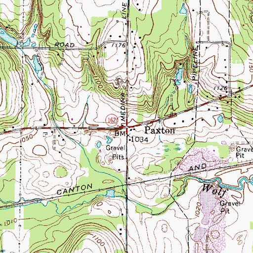 Topographic Map of Paxton, OH
