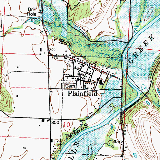 Topographic Map of Plainfield United Methodist Church, OH