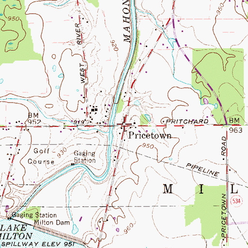 Topographic Map of Pricetown, OH