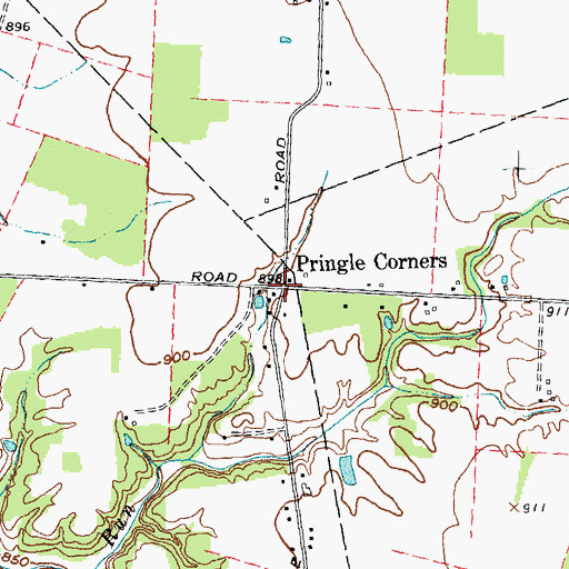 Topographic Map of Pringle Corners, OH