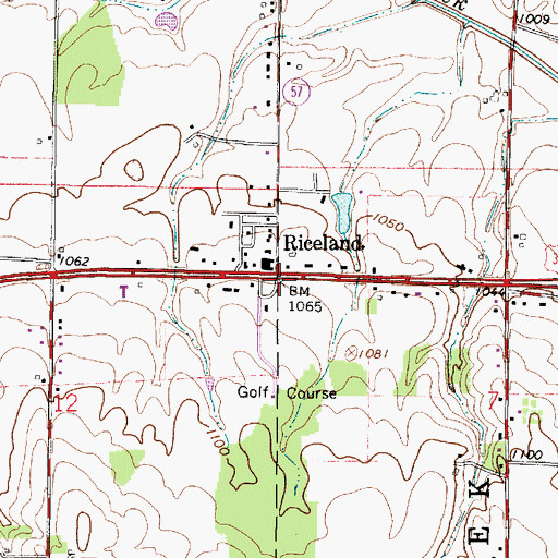 Topographic Map of Riceland, OH