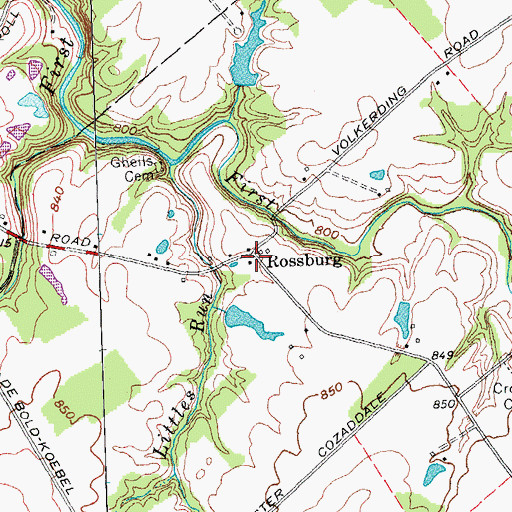 Topographic Map of Rossburg, OH