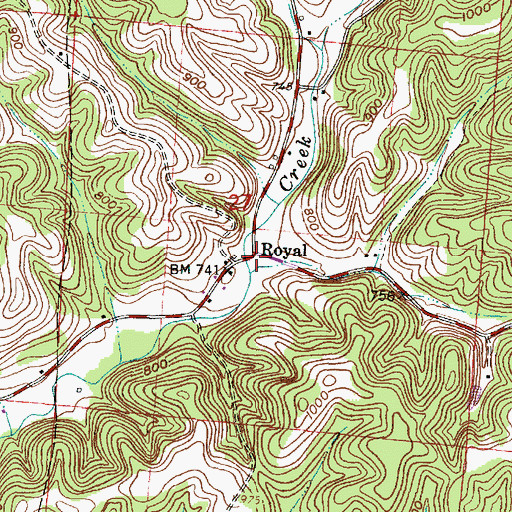 Topographic Map of Royal, OH