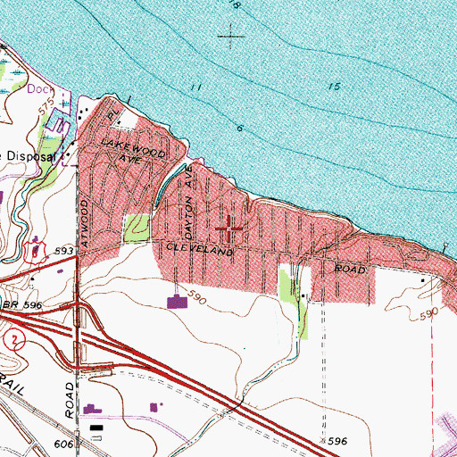 Topographic Map of Rye beach, OH