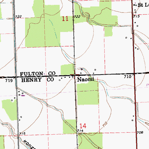 Topographic Map of Naomi, OH