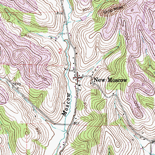 Topographic Map of New Moscow, OH