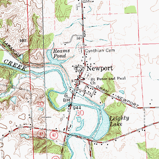 Topographic Map of Newport, OH