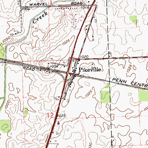 Topographic Map of Pikeville, OH