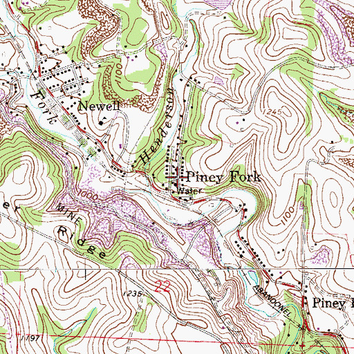Topographic Map of Piney Fork, OH