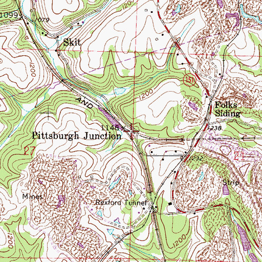 Topographic Map of Pittsburgh Junction, OH