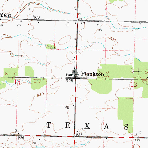 Topographic Map of Plankton, OH