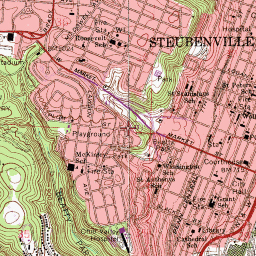 Topographic Map of Pleasant Heights, OH
