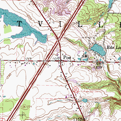 Topographic Map of Poe, OH