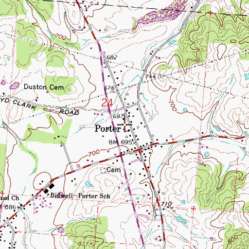 Topographic Map of Porter, OH