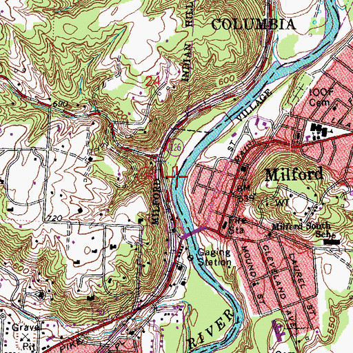 Topographic Map of Shawnee Run, OH