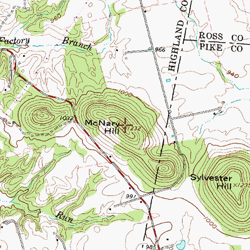 Topographic Map of McNary Hill, OH
