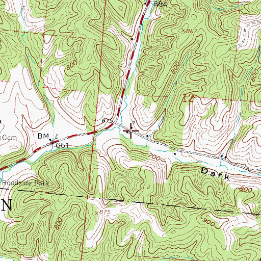 Topographic Map of Dark Hollow, OH