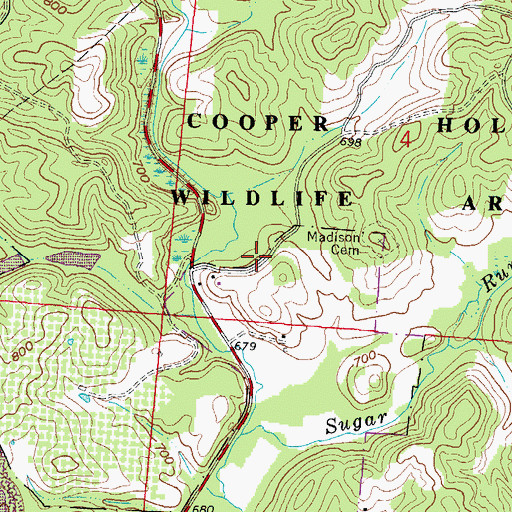 Topographic Map of Grassy Fork, OH
