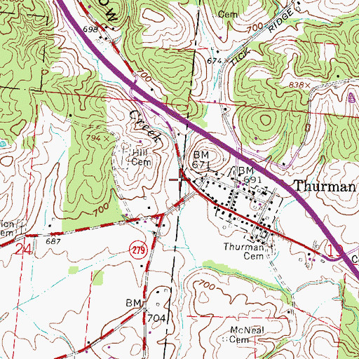 Topographic Map of Smoky Hollow, OH