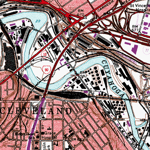 Topographic Map of The Flats, OH