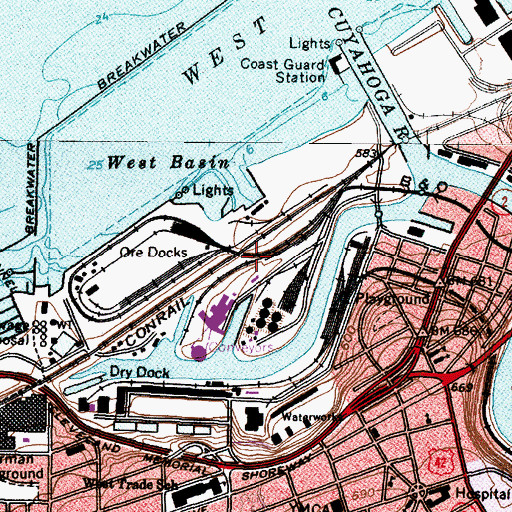 Topographic Map of Whiskey Island, OH