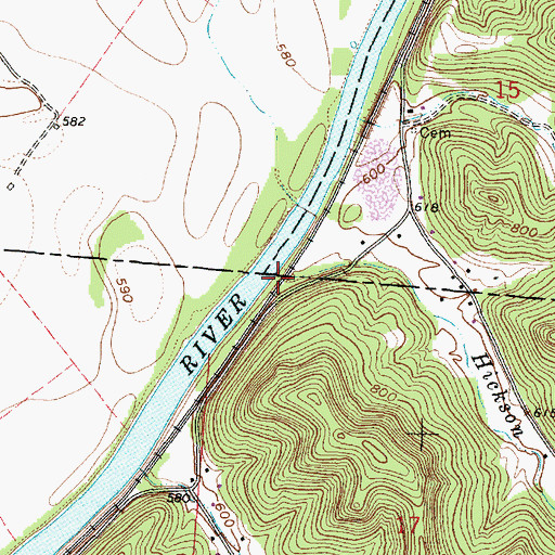 Topographic Map of Hickson Run, OH