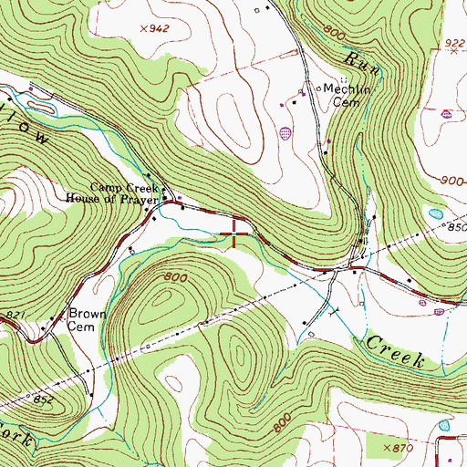 Topographic Map of Left Fork Camp Creek, OH
