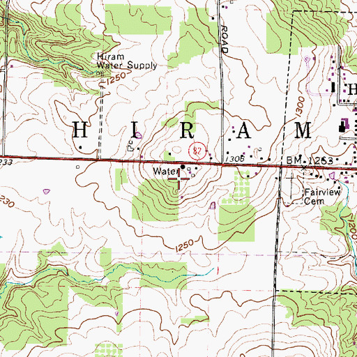 Topographic Map of Derthick Hill, OH