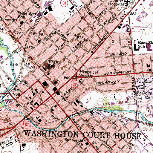 Topographic Map of Fayette County Museum, OH