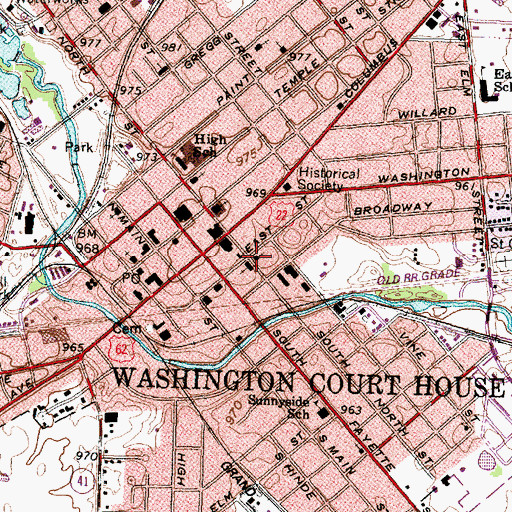Topographic Map of First Baptist Church, OH