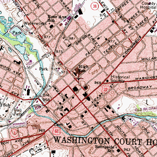 Topographic Map of First Christian Church, OH
