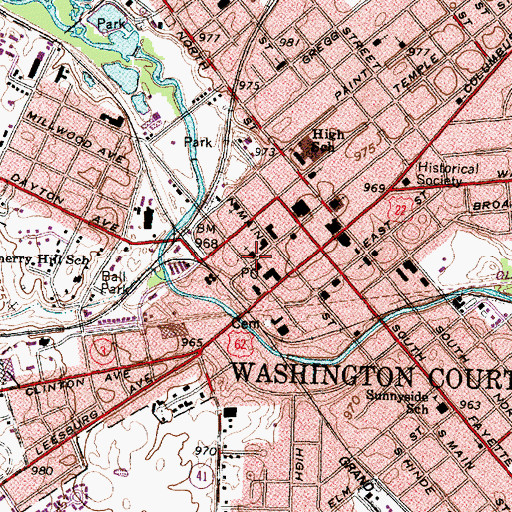 Topographic Map of First Presbyterian Church, OH