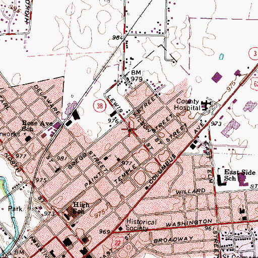 Topographic Map of McNair Memorial Presbyterian Church, OH