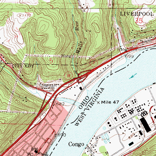Topographic Map of Wells Hollow, OH