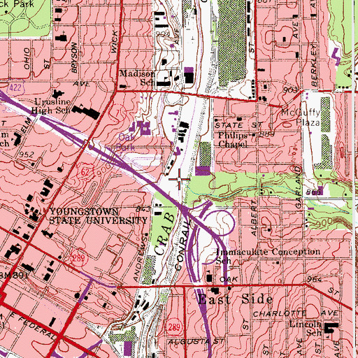 Topographic Map of East Branch Crab Creek, OH