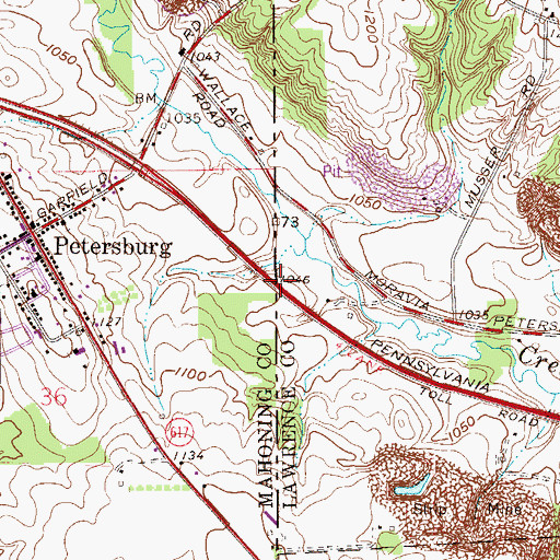 Topographic Map of Honey Creek, OH