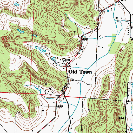 Topographic Map of Old Town, OH