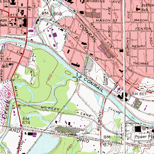 Topographic Map of Meander Creek, OH