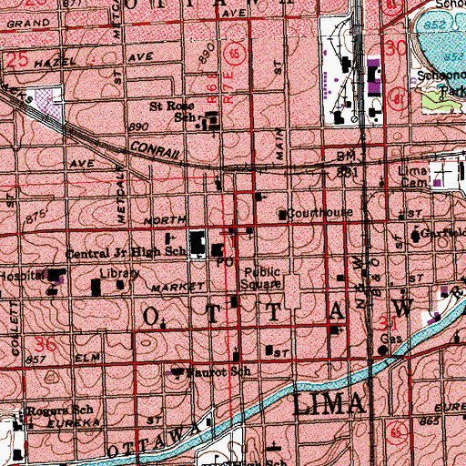 Topographic Map of Christ Episcopal Church, OH