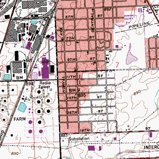 Topographic Map of Eleventh Street Missionary Baptist Church, OH