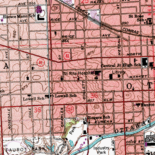 Topographic Map of First Church of Christ Scientist, OH