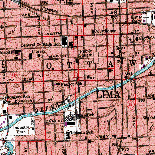 Topographic Map of First Church of the Nazarene, OH